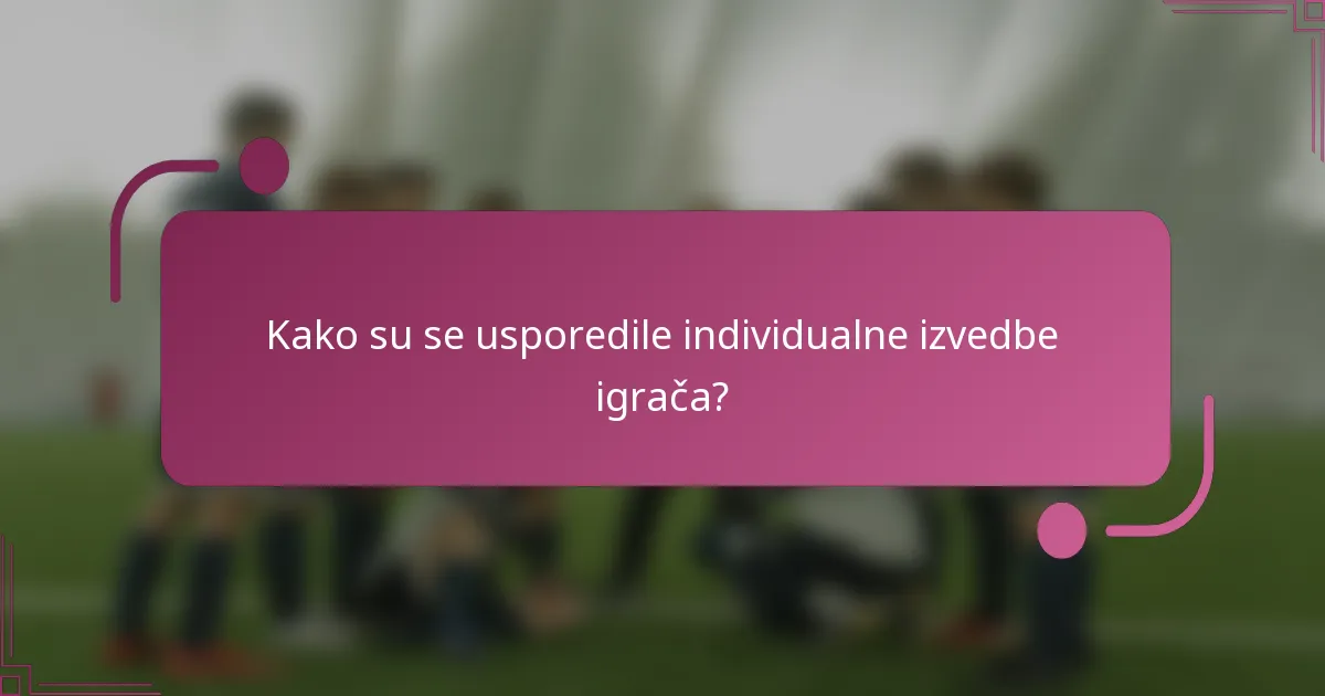 Kako su se usporedile individualne izvedbe igrača?