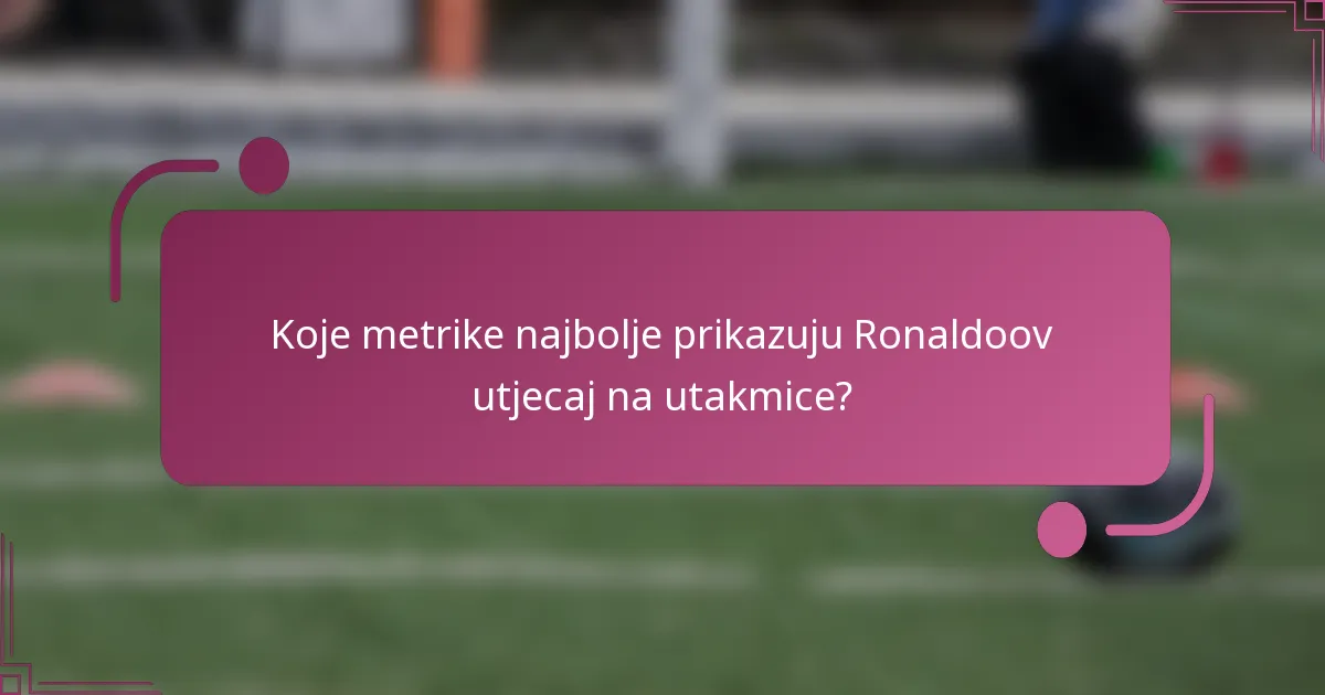 Koje metrike najbolje prikazuju Ronaldoov utjecaj na utakmice?